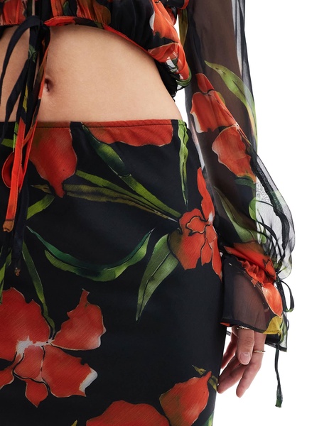 ASOS DESIGN chiffon bias maxi skirt in floral print - part of a set
