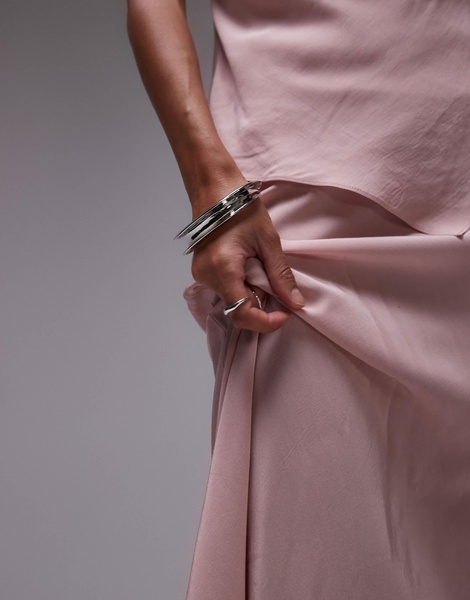 Topshop bias maxi skirt in pink - part of a set