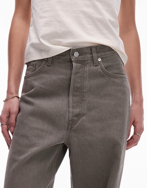 ARKET Amber barrel leg jeans in seam detail in washed khaki