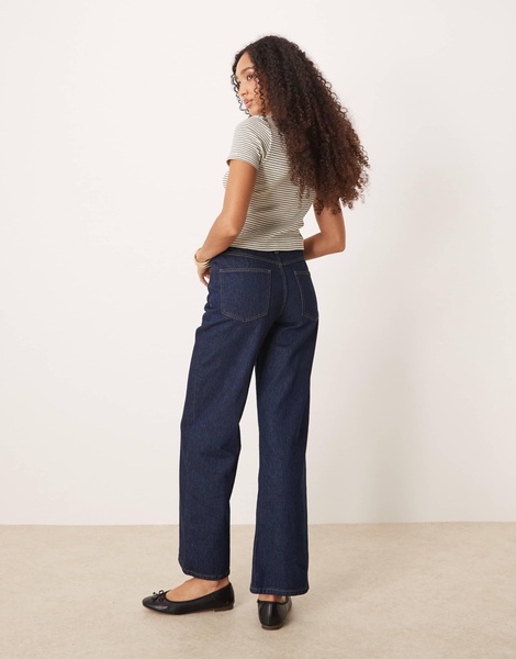 ASOS DESIGN straight leg jeans with lace-up front in indigo rinse