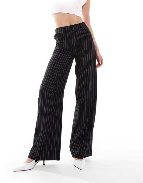 ASOS DESIGN Tall relaxed straight leg pants with 5 pocket detail in black stripe
