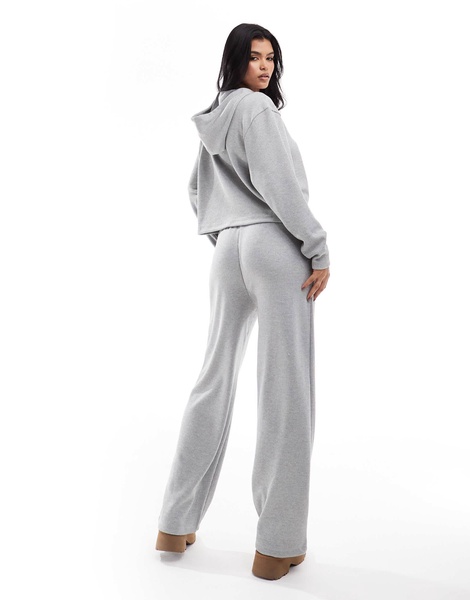 ASOS DESIGN lounge glitter waffle hoodie & wide leg pants set in gray