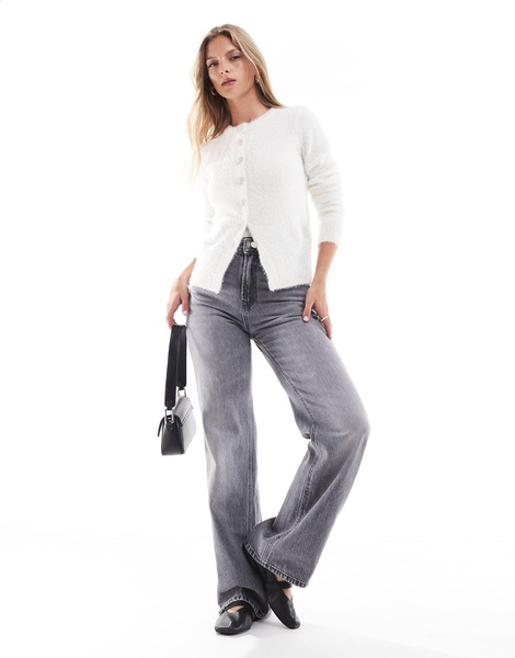Brave Soul cardigan with jewel detail buttons in ivory