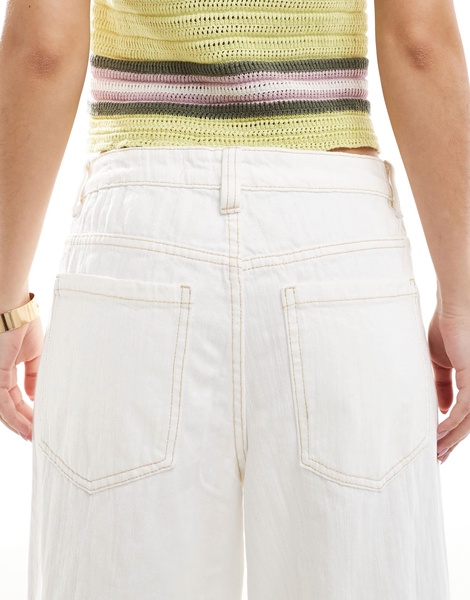 Bershka ultra wide leg jeans in white
