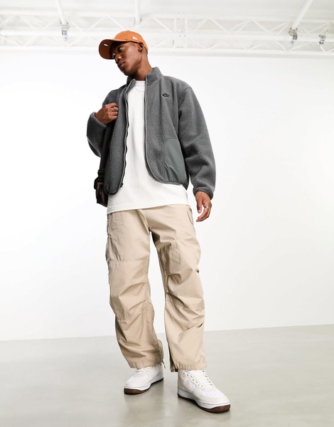 Nike Club+ full zip fleece in charcoal gray