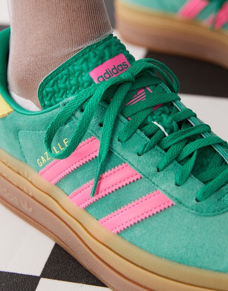 adidas Originals Gazelle Bold sneakers in green and pink