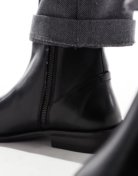 ASOS DESIGN chelsea boots in black leather with zip