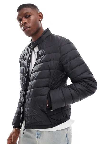 Bershka lightweight puffer jacket in black
