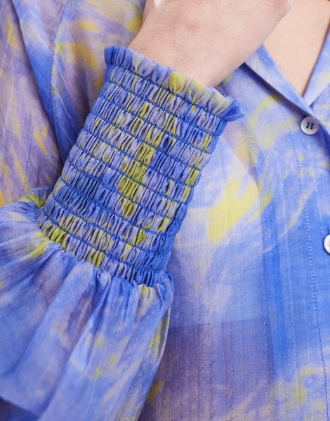AllSaints Isla Inspiral sheer shirt in blue - part of a set