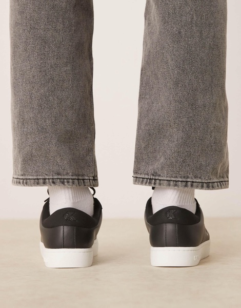 Calvin Klein Jeans classic cupsole leather sneakers in black and white