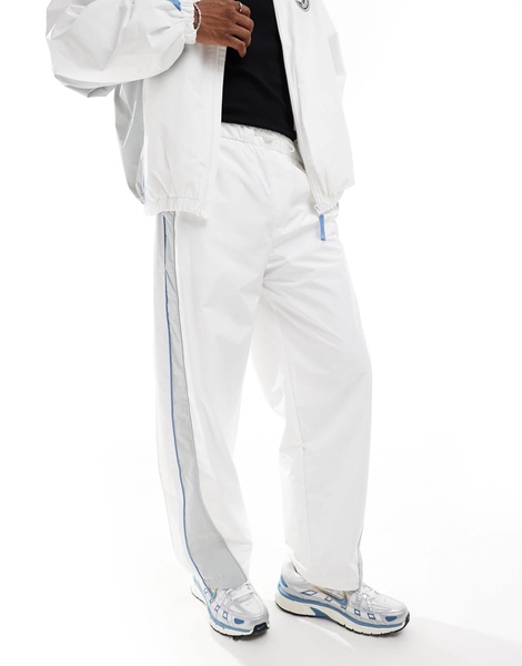 Bershka sporty panel tracksuit pants in white