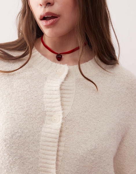Reclaimed vintage Boxy Cardigan in cream