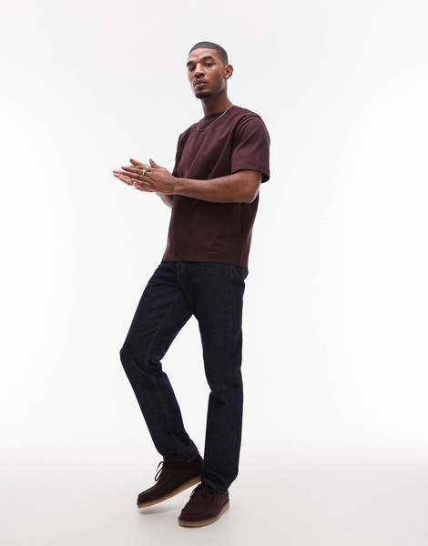ARKET heavy interlock jersey oversized T-shirt in burgundy