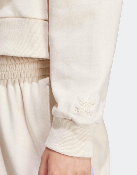 adidas Originals Sports Varsity cropped hoodie in cream and purple