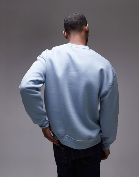Topman oversized fit sweatshirt with floral embroidery in blue