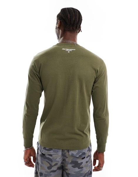 AAPE by A Bathing Ape long sleeve logo T-shirt in dark khaki