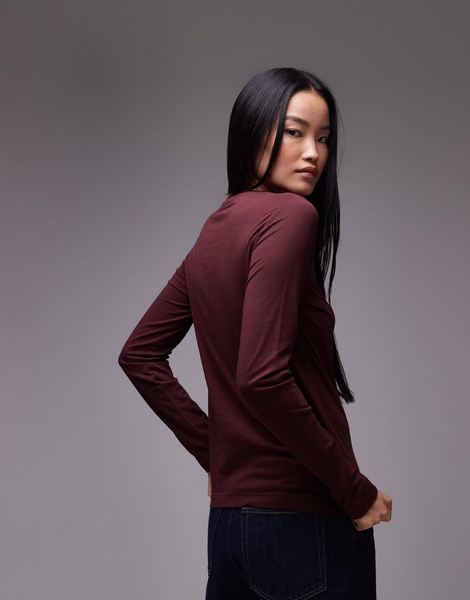 ARKET long sleeve t-shirt in burgundy