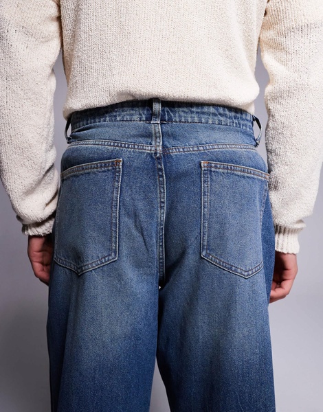 ASOS DESIGN balloon fit jeans with vintage tint in mid dark wash blue