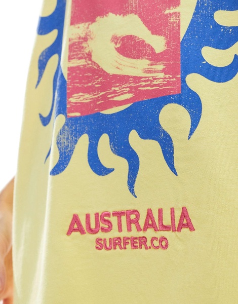 ASOS DESIGN regular fit t-shirt with gold coast embroidery graphic in yellow