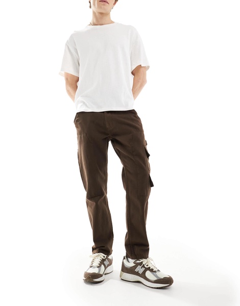 Another Influence utility carpenter straight leg pants in brown