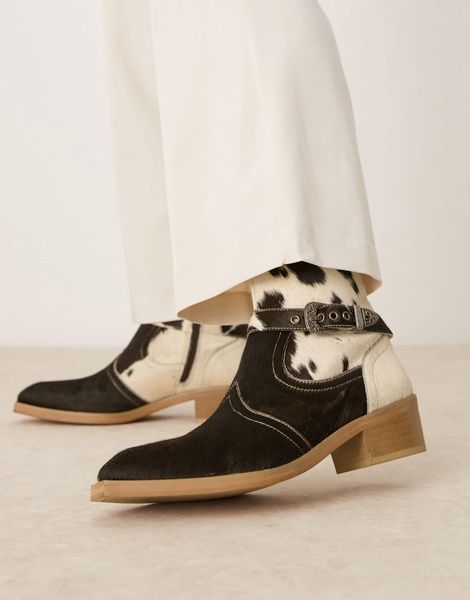 ASOS DESIGN Premium chelsea boots in cow hair with cuban heels