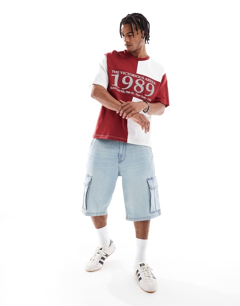 Bershka 1989 printed t-shirt in red