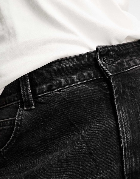 ASOS DESIGN Curve wide leg dad jeans in washed black