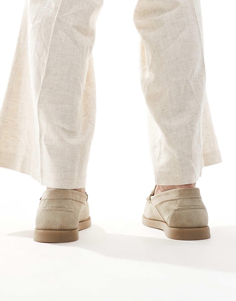 ASOS DESIGN loafers in stone suede with tassel
