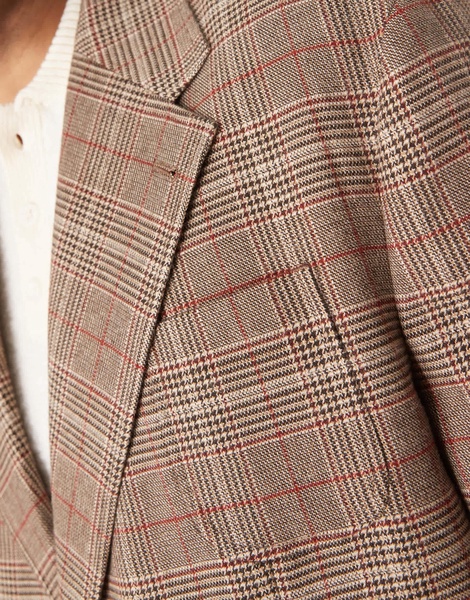 ASOS DESIGN slouchy oversized blazer in brown plaid