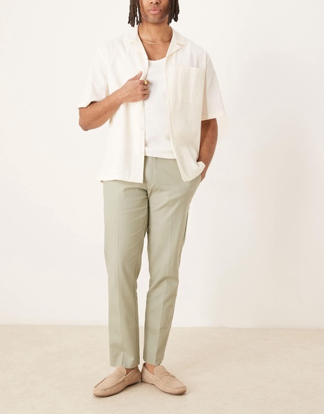 ASOS DESIGN slim fit linen blend dress pants in sage green