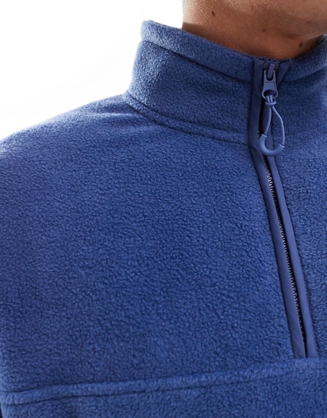 ASOS DESIGN oversized quarter zip fleece sweatshirt in dark blue