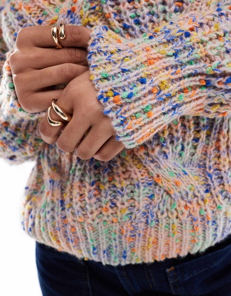 ONLY cable knit sweater in multi color yarn