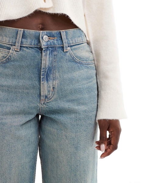 ASOS DESIGN cropped comfort stretch straight leg jeans in vintage wash