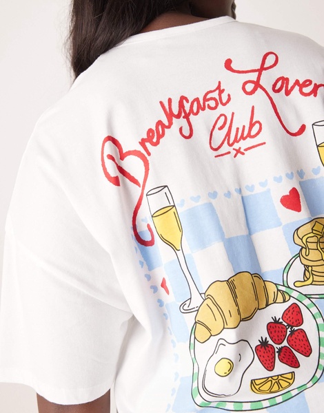 ASOS DESIGN Curve oversize tee & wide leg pants in breakfast lovers print