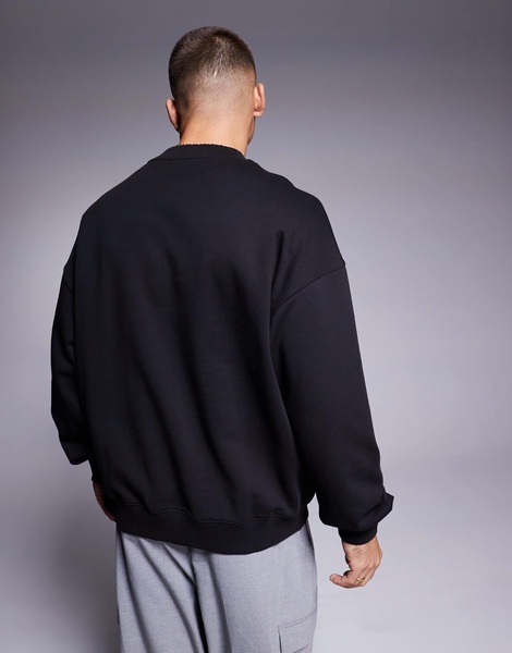 HUGO Blue Noideryos loose fit sweatshirt with line logo in black