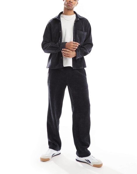 Bershka cord baggy pants in washed blue - part of a set