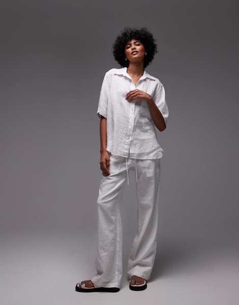 ARKET linen short sleeve shirt with camp collar