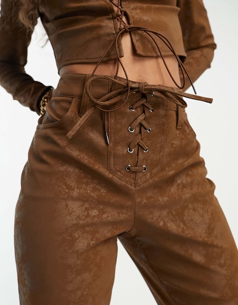 AFRM Millie low rise lace-up flared pants in mocha