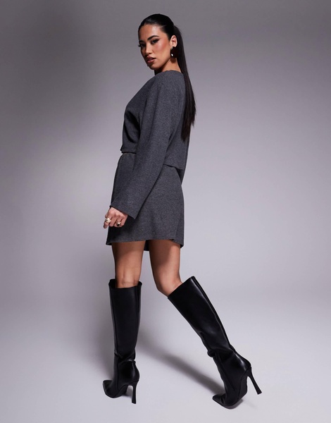 ASOS DESIGN brushed mini skirt in charcoal - part of a set