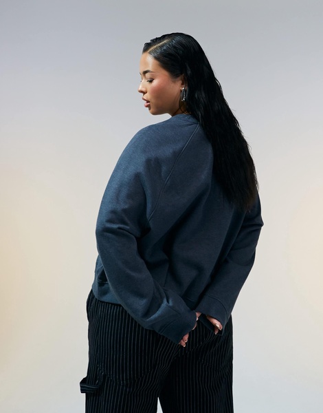 ASOS DESIGN Curve oversized sweatshirt with raglan detail in charcoal