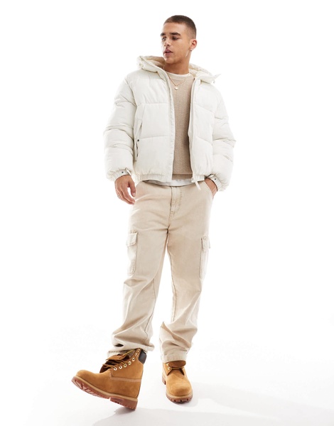 Bershka puffer jacket with hood in white