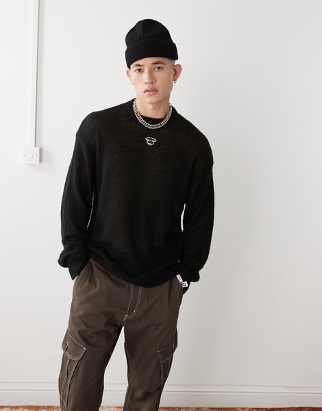 AAPE By A Bathing Ape printed back logo sweater in black