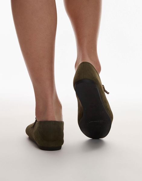 ARKET mary jane suede ballet flats in khaki