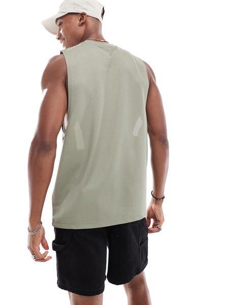 ASOS DESIGN relaxed tank top in khaki sporty mesh