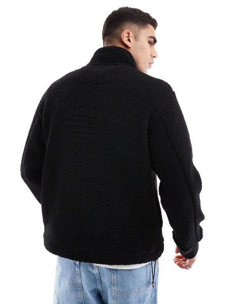 River Island 1987 half zip fleece in black
