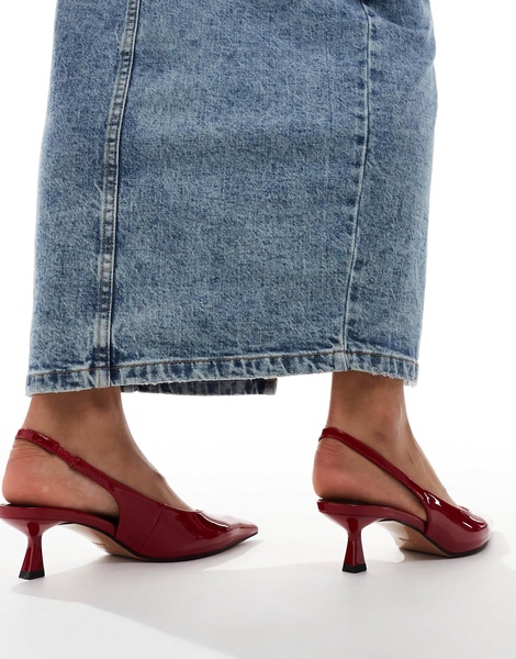 ASOS DESIGN Stroll slingback mid heeled shoes in red
