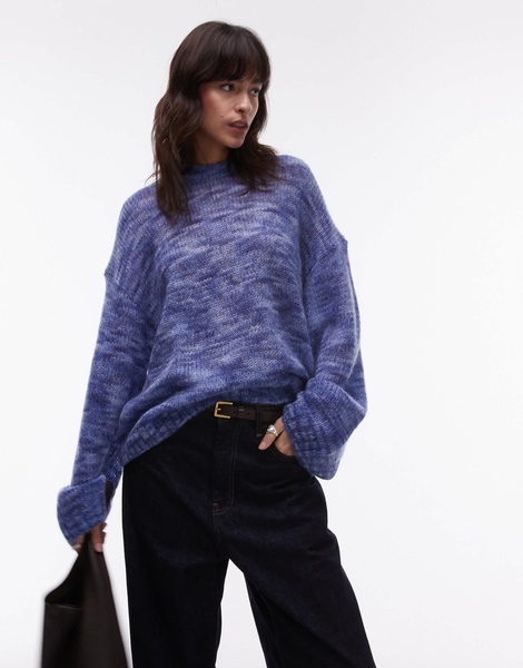 ARKET super soft alpaca and wool blend relaxed sweater in blue space dye