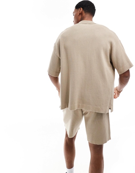 ADPT oversized knit shirt in beige - part of a set