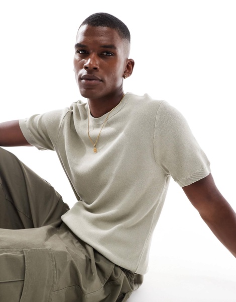 Brave Soul knit t-shirt in light green