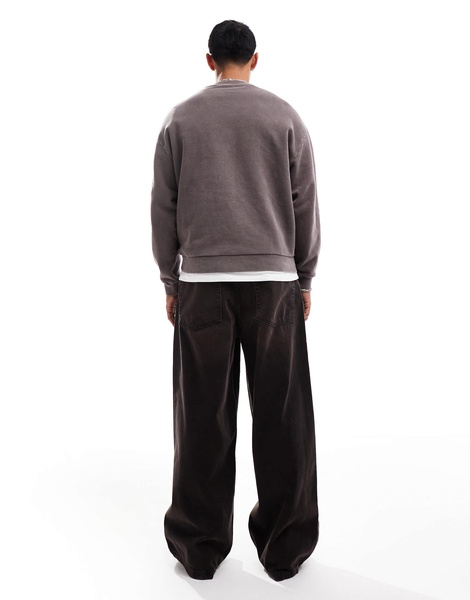 ASOS DESIGN super baggy jeans with brown tint in washed black